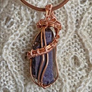 Purple Crystal Quartz Copper Wrapped Necklace